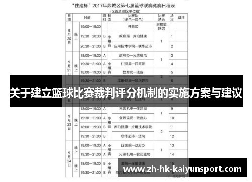 关于建立篮球比赛裁判评分机制的实施方案与建议